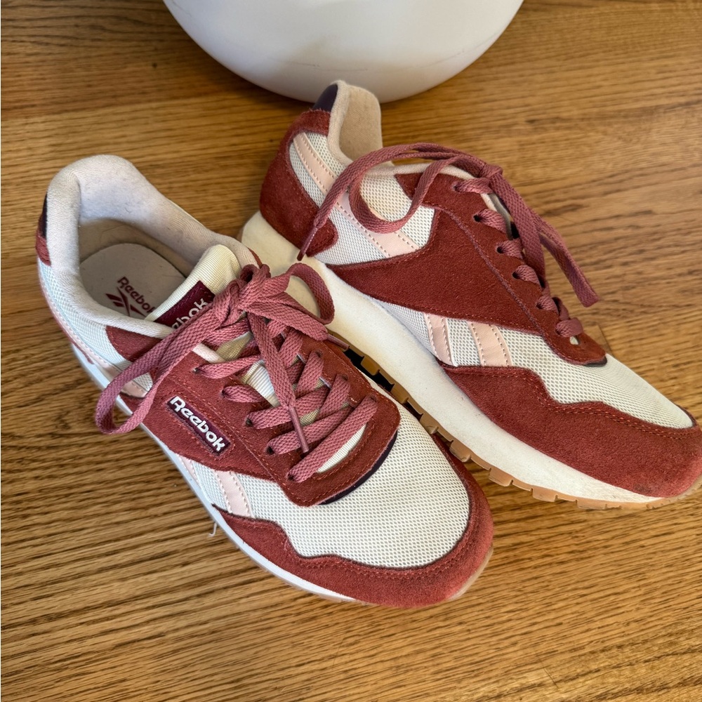 Reebok Women's Burgundy, Pink and Cream Sneakers